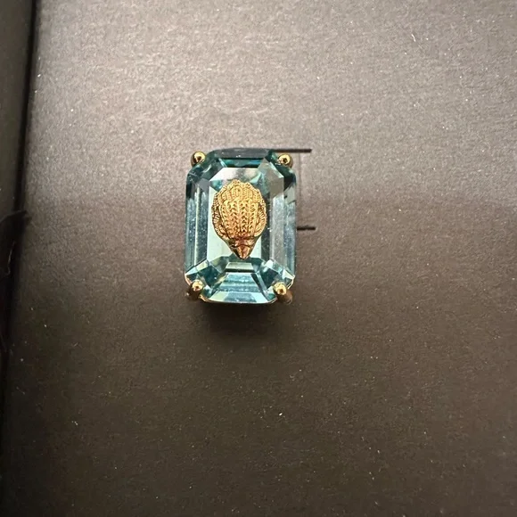 Kurt Geiger Aquamarine and Gold Stud Earrings - Picture 2 of 4